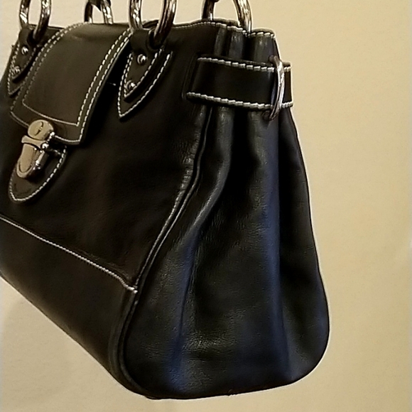 Marc Jacobs Vintage  Contrast Stitches Black Turlock Leather Bag - Picture 5 of 17